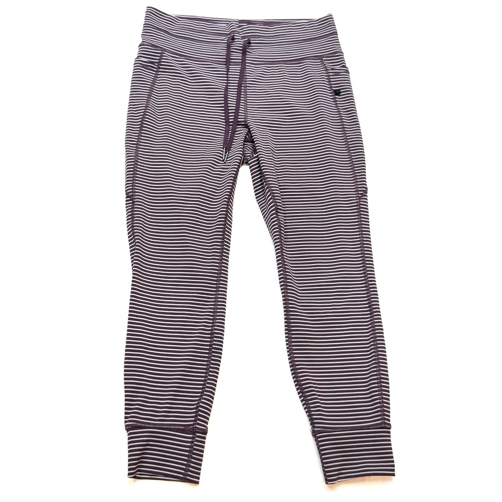 HALARA Womens XL Plum Stripe High Waist Pull On Jogger Pants SS4